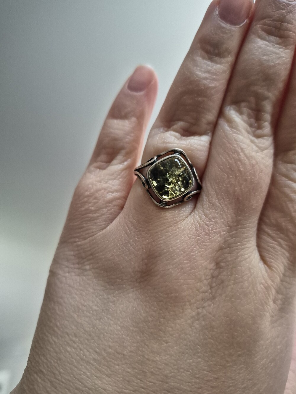 925 Sterling Silver Amber Ring - adjustable, NEW - Picture 3 of 10